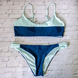 Damsel Cheeky Blue Color Block Swimsuit Size Medium